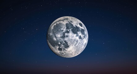 Obraz premium Colorful 3D moon graphic floating amid a quiet starry night sky