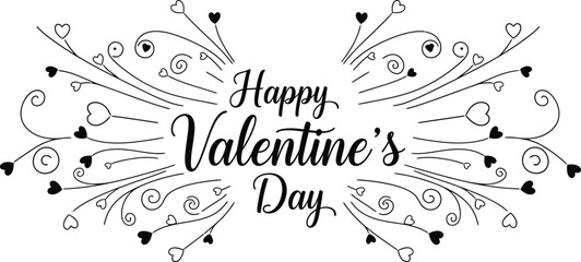Obraz premium A beautiful valentine's day greeting with floral elements and hearts.