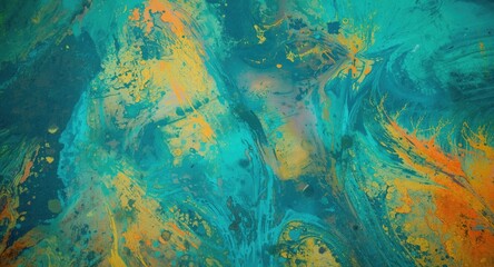 Bright abstract design covering asphalt surface with gasoline coloration