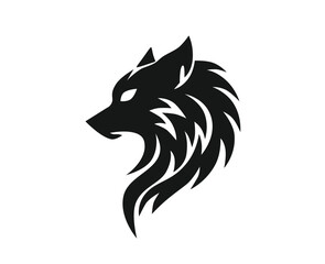 Wolf Vector logo, Wolf Illustration, Wolf black logo.  Wolf head Vector illustration.  Wolf tattoo