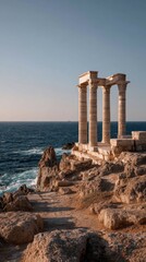 Ancient ruins by the sea on a sunny afternoon