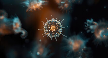 Fototapeta premium Examination of phytoplankton under high power microscope
