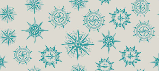 Compass Wind rose, compass pattern, hand drawn Illustration.