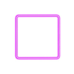 Thin neon rectangular frame glowing with electric light. Bright border isolated on transparent background. Minimal modern vector illustration PNG.