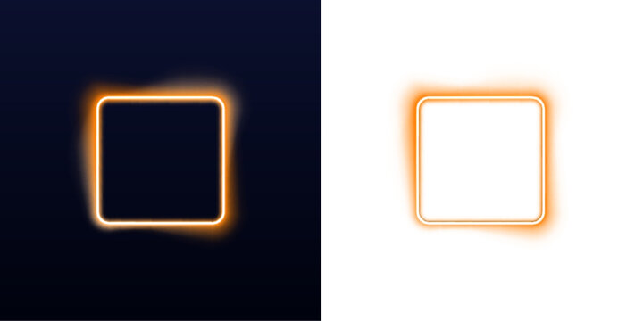 Gradient neon square frame with soft glowing edges. Perfect for digital posters, banners, and social media visuals. Futuristic vector design PNG.