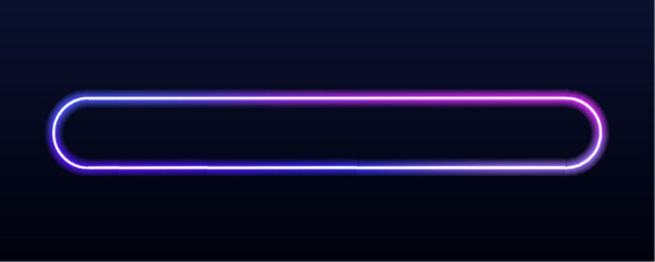 Blue neon rectangular frame with soft glowing aura. Isolated on transparent background for banners, posters, and digital UI elements. Modern gradient design.