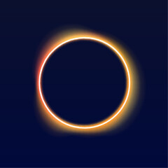 Round neon frame with iridescent holographic gradient. Bright luminous edges isolated on white background. Perfect for banners, flyers, and posters.