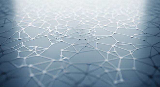 Abstract digital network structure with connected white dots and lines background