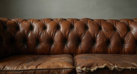 Obraz premium Leather seating with cushion tears and clear copy space for design