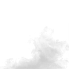 Smoky cloud hovers over gray smoke with turbulence. Steam and mist intensify atmospheric phenomena, producing realistic fog, vapor, thunder, storm atmosphere touched by fire burning flame. PNG vector.