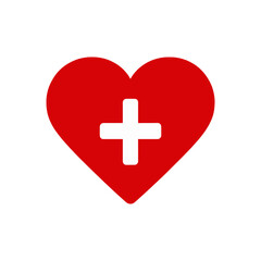Red Heart With Cross Medical Icon
