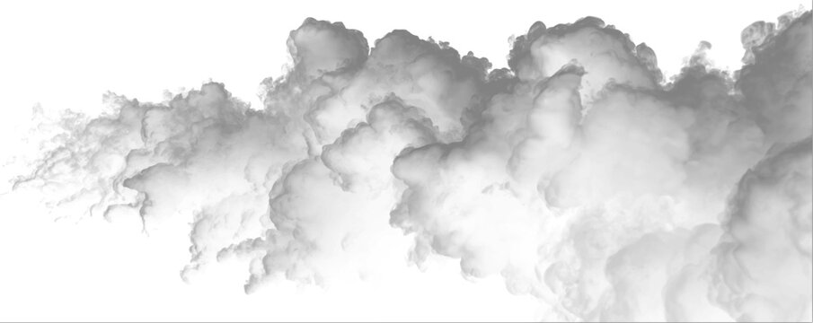 Fog breaks apart under thunder, storm shadow crossing cloud and vapor. Realistic atmospheric phenomena expand; gray smoke, mist, steam, smoky fire burning flame shift direction. PNG vector.