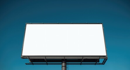 Empty commercial billboard offering copy space beneath a deep blue sky