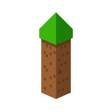 Tower Icon With Green Roof 3D Isometric Design