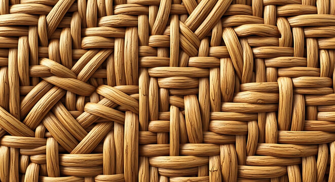 Woven rattan texture with natural fibers and intricate pattern