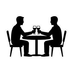 Two People Toasting Wine Glasses At Round Table Icon
