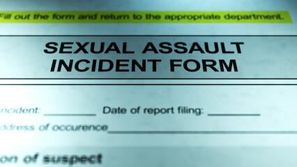 Obraz premium Dramatic Lighting over Generic Sexual Assault Incident Form