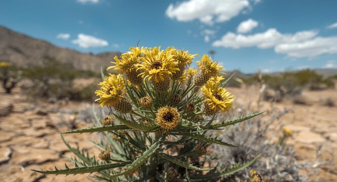 Drought tolerant Tribulus terrestris plant thriving in arid conditions