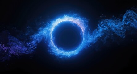 Fototapeta premium Cosmic portal inspired glowing circle surrounded by swirling luminous particles representing cloud data concepts