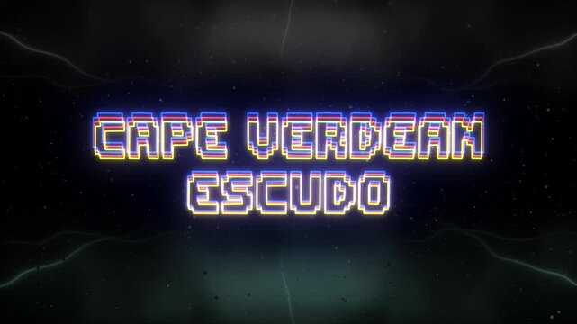 Cape Verdean Escudo Neon text with retro background