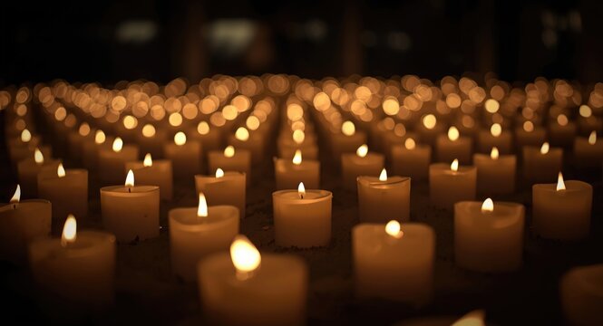 Hopeful vigil event featuring candles lighting up the darkness