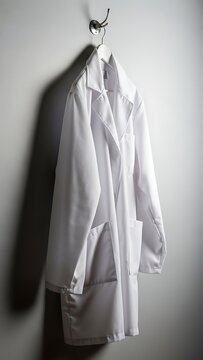 White Lab Coat Hanging on Wall Hook in Room