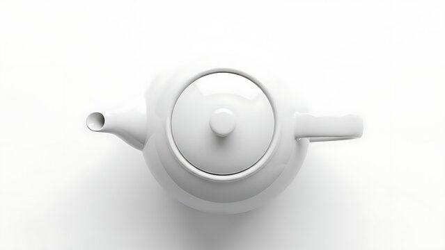 White Teapot on Transparent Background Top View Closeup