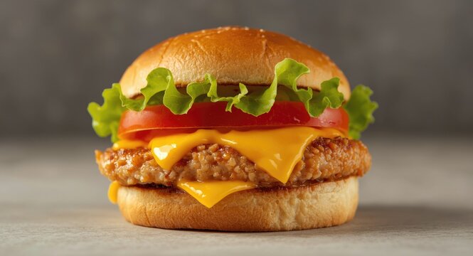 Cheesy Zinger Burger with tender chicken and vibrant lettuce