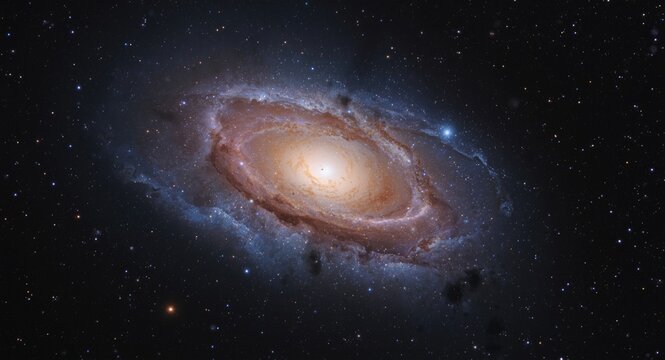 Astrograph telescope image of the M101 galaxy showcasing vibrant nebula regions