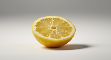 Isolated lemon slice with visible segments on a neutral white background