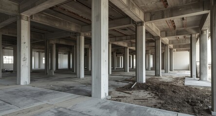 Naklejka premium Installation of high strength concrete prefabricated building parts
