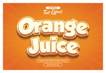 Orange juice editable text effect with 3d text style