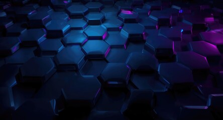 Fototapeta premium Futuristic abstract background highlighting tessellated hexagonal grids with glowing accents