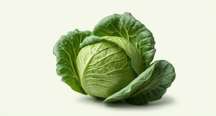 Obraz premium Isolated green cabbage showcasing fresh garden produce