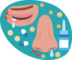 花粉症で苦しむ鼻と目