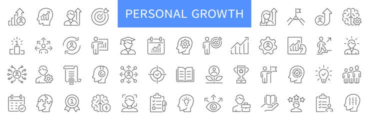 Personal growth thin line icons set. Development, upskill icon. Editable stroke. Vector © warmworld