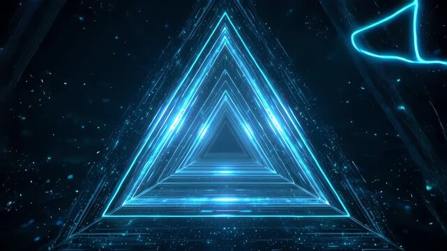 Glowing Blue Triangle Space Background.