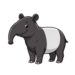 Fototapeta premium Cartoon Tapir Illustration on White Background.
