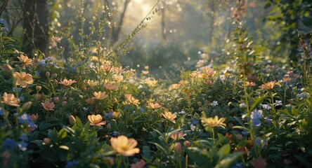 Obraz premium AI Generated Enchanted Garden of Flowers for Easter Season