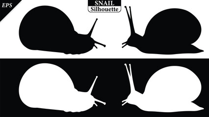snail silhouette isolated on white background with logo text space, featuring a clean black shape symbolizing nature, patience, simplicity. Ideal for logos, snails vector silhouette icon, snail logo © Usman Tahir Isolated
