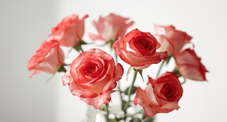 Fototapeta premium Elegant bouquet of red roses rendered in soft watercolor strokes