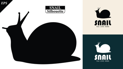 snail silhouette isolated on white background with logo text space, featuring a clean black shape symbolizing nature, patience, simplicity. Ideal for logos, snails vector silhouette icon, snail logo © Usman Tahir Isolated