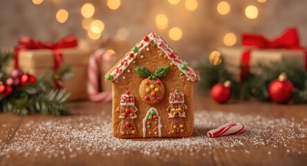 Christmas celebration with brightly decorated gingerbread cookie