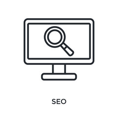 Seo Icon Outline Style. Vector Illustration For Graphic Design