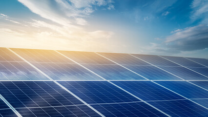 Solar Panels in Bright Sunny Day with Blue Sky © zhouyilu