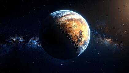 Mars planet in deep space with stars and nebula