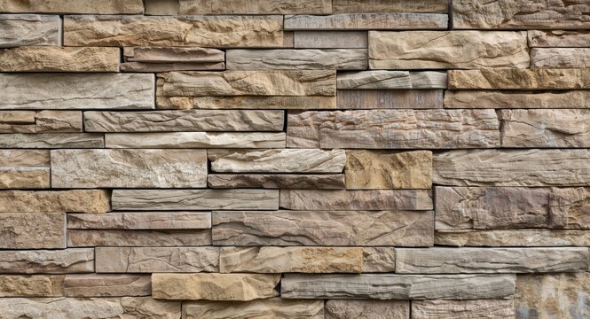 Architectural detail of a brick and stone composite wall highlighting rectangular masonry units