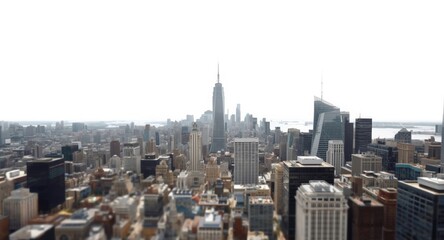 Obraz premium Isolated urban skyline with white backdrop showcasing a commercial district landscape