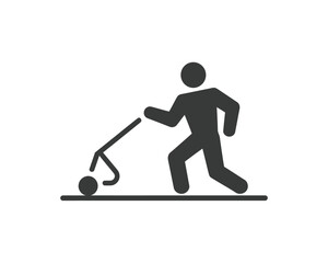Fototapeta premium A person playing floorball with a stick and ball on a court