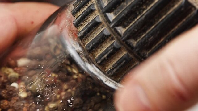 Mixing five pepper blend for cooking and seasoning dishes at home